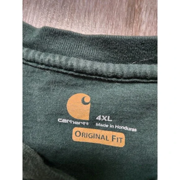 Carhartt Shirt Lot 2 Mens 4XL Black Logo Tee Green Pocket Henley Workwear - Picture 12 of 16